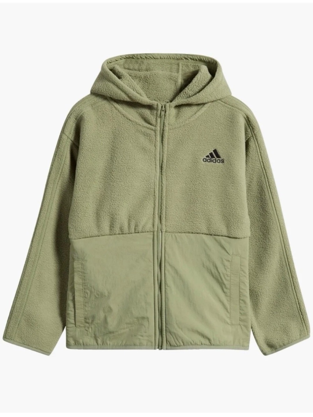 Adidas Kids' Olive Green Fleece Hoodie Jacket, size XL (18-20)
